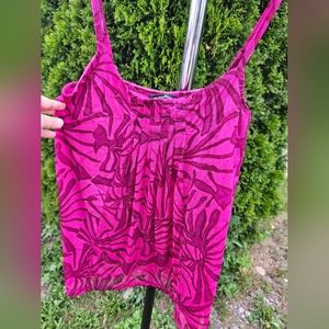 NY and CO Pink with Burgundy Floral Design Cami - Size M